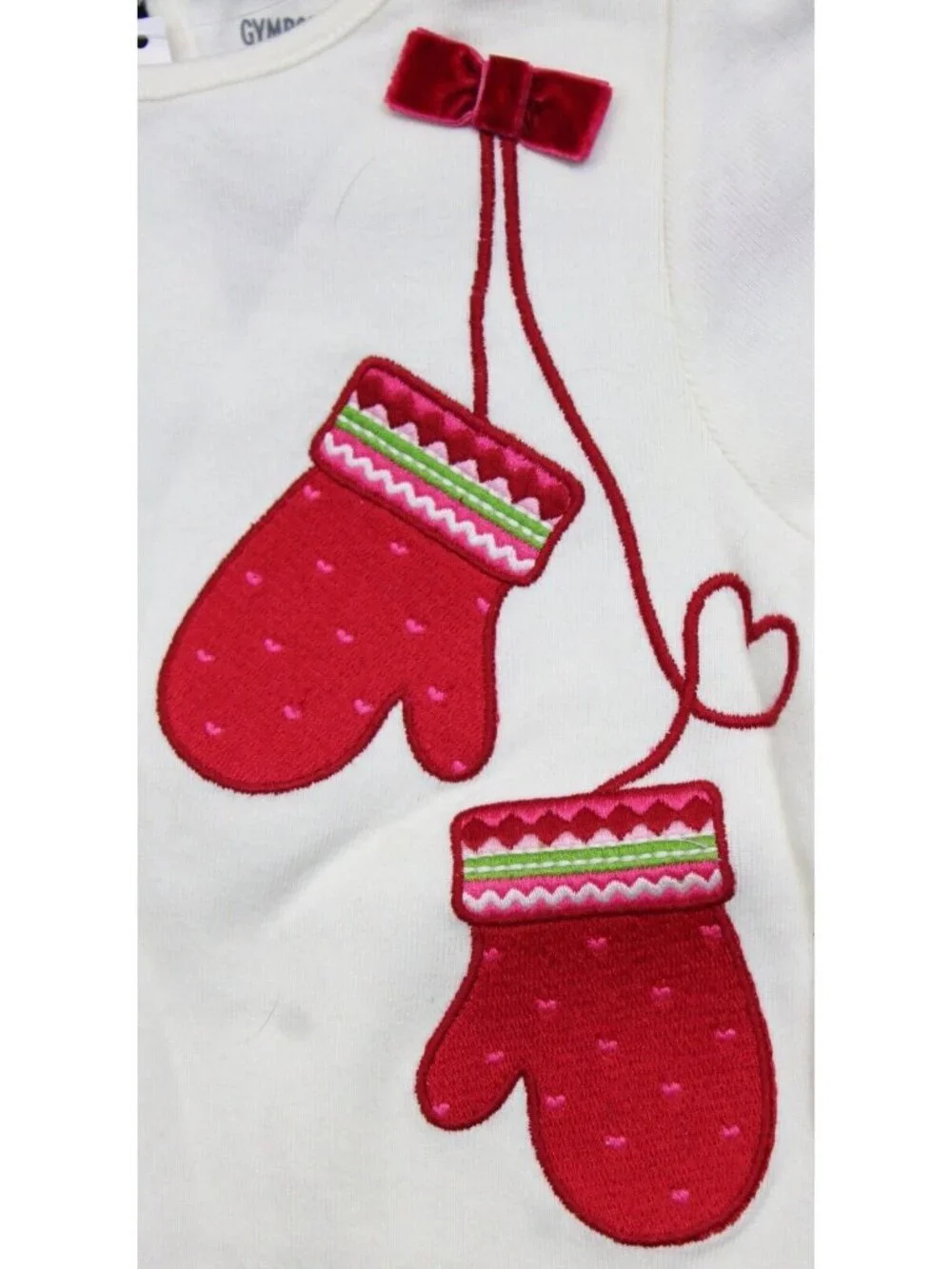 2012 Gymboree Winter Cheer Shirt sz 2T White Winter Holiday Mitts